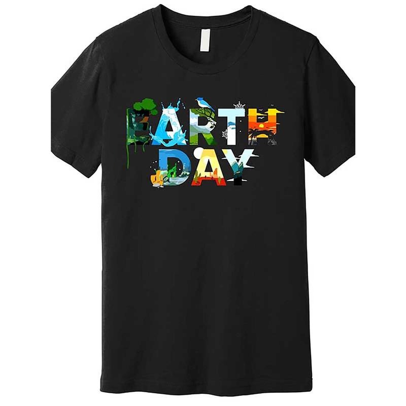 Earth Day Graphic T-Shirt - High-Quality Casual Short Sleeve Tee with Bold "EARTH DAY" Print, Black, Perfect for and...