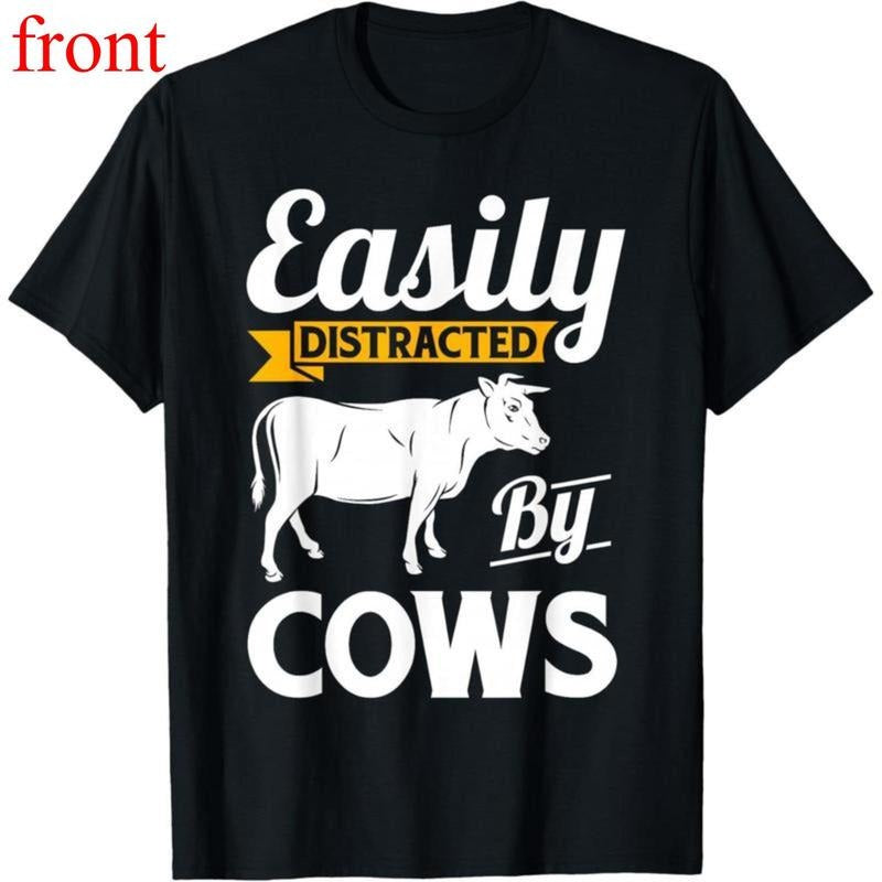 Easily Distracted By Cows - Funny Cow Famers Gift T-Shirt Hoodie, Sweatshirt | UrbanDripWear.com