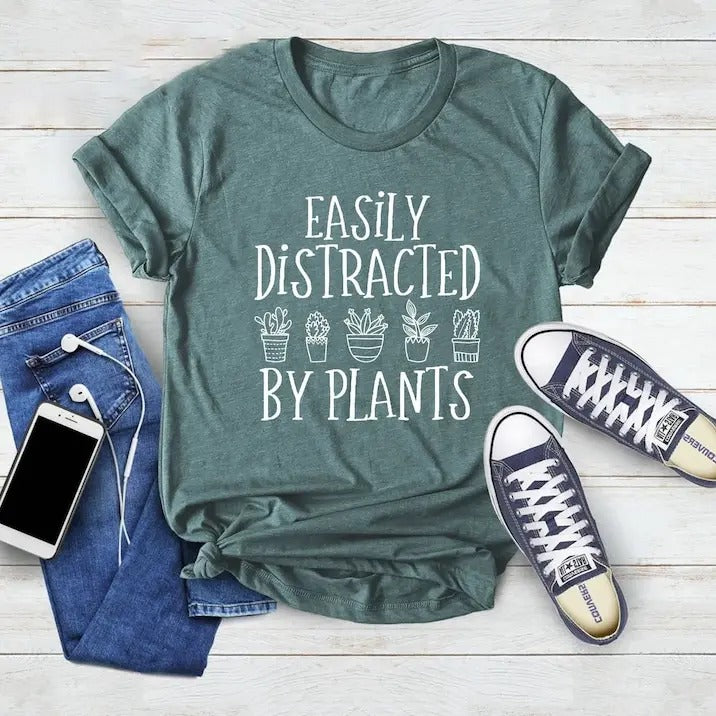 Easily Distracted By Plants Shirt, Plant Love Shirt, Plant Lover Gift, Plant Lover Tee, Unisex Jersey Short Sleeve Tee,...