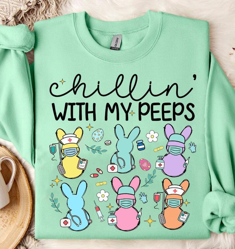 Easter Bunny Sweatshirt, Doctor Easter, Chillin With My Peeps, Easter Sweatshirt, Cute Easter, Nurse Crew, Doctor Crew,...