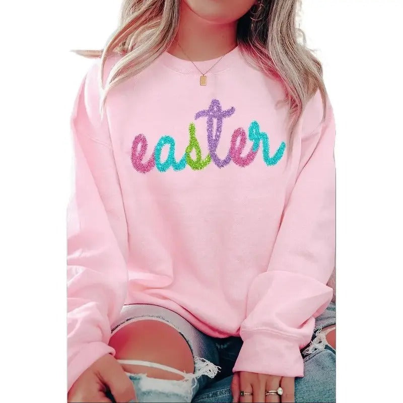 Easter Faux Tinsel Transfer Unisex NuBlend Crew Sweatshirt T-Shirts, Hoodie | UrbanDripWear.com