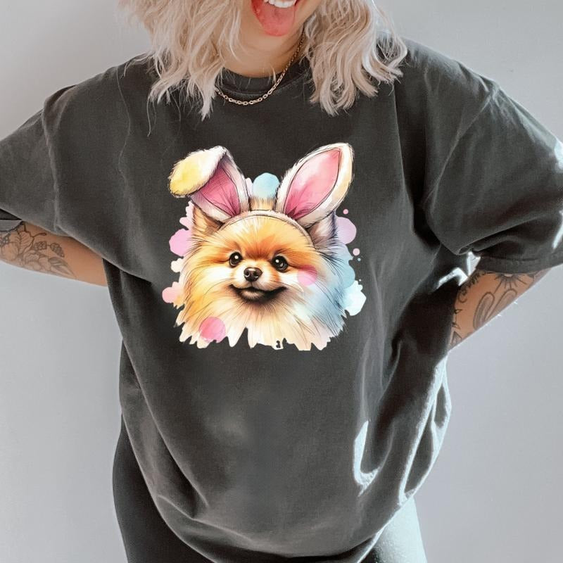 Easter Pomeranian Shirt ~ Unisex Apparel Relaxed Fit Printed In The USA Clothing Womenswear Casual Comfort Cotton Hoodie,...