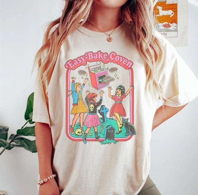 Easy Bake Coven 90s Horror Movie Fan Oversized Vintage T Shirt, Halloween Tee Hoodie, Sweatshirt | UrbanDripWear.com