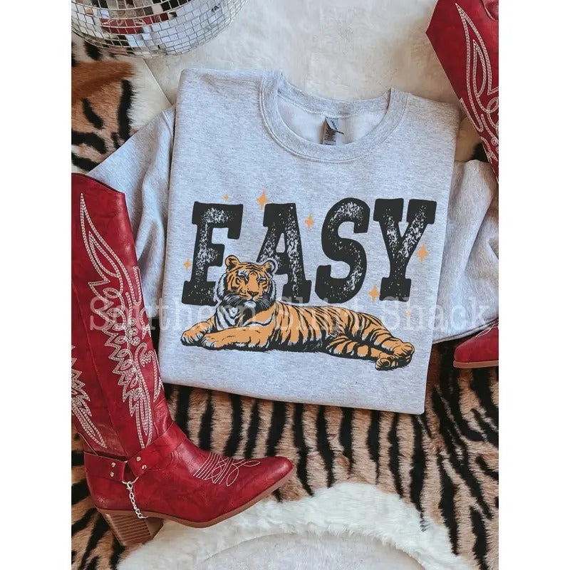Easy Tiger Sweatshirt| Ash Gray Sweatshirt T-Shirts, Hoodie | UrbanDripWear.com