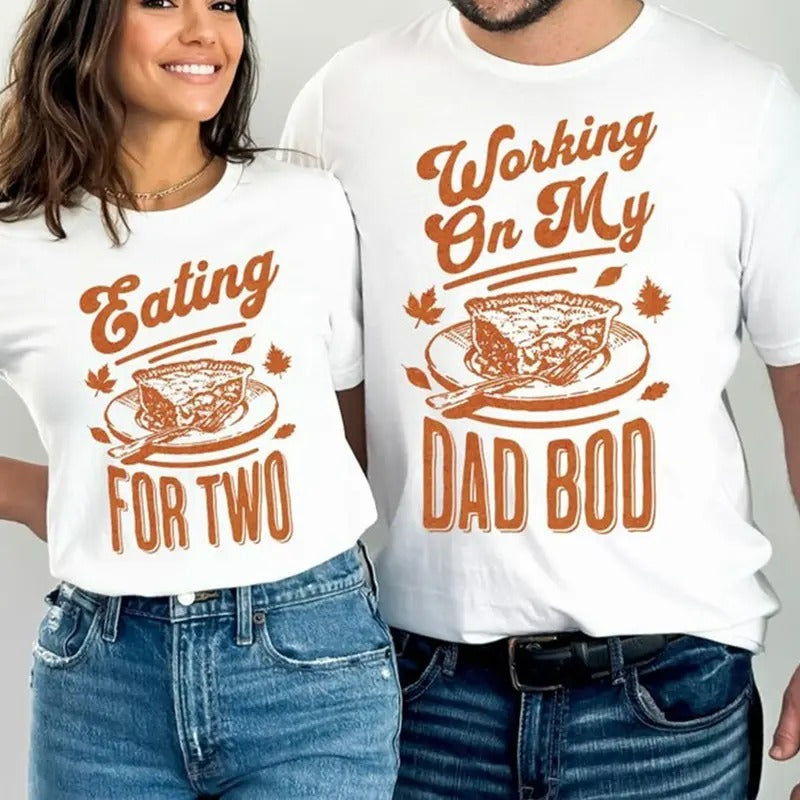 Eating for Two Thanksgiving Couples Pregnancy Announcement Shirt, Matching Thanksgiving Pregnancy Reveal, Fall Baby...