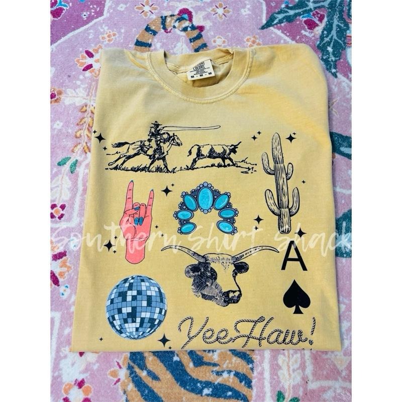 Edgy Western Collage T shirt  | Mustard comfort colors T shirt top Hoodie, Sweatshirt | UrbanDripWear.com