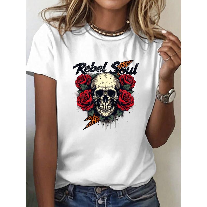 Edgy and Bold T - Shirt: Unleash Your Inner Rebel with a Skull and Rose Graphic
