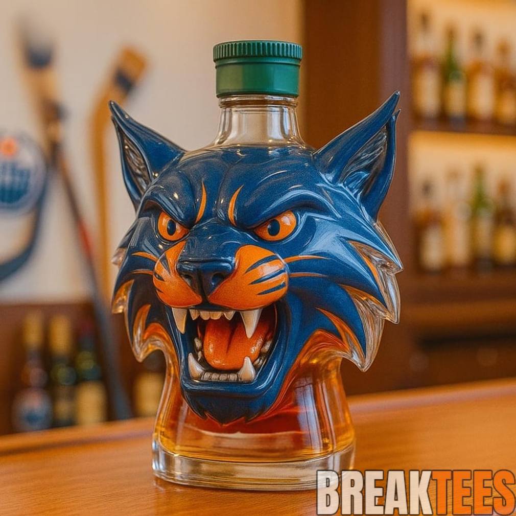 Edmonton Oilers Hunter the Lynx Whiskey Bottle