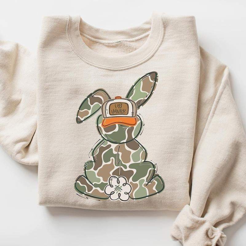 Egg Hunter Camo Easter Sweatshirts, Easter Day Shirt, Camo Easter Bunny Shirt, Happy Easter Shirt, Easter Egg Hunt Shirt...