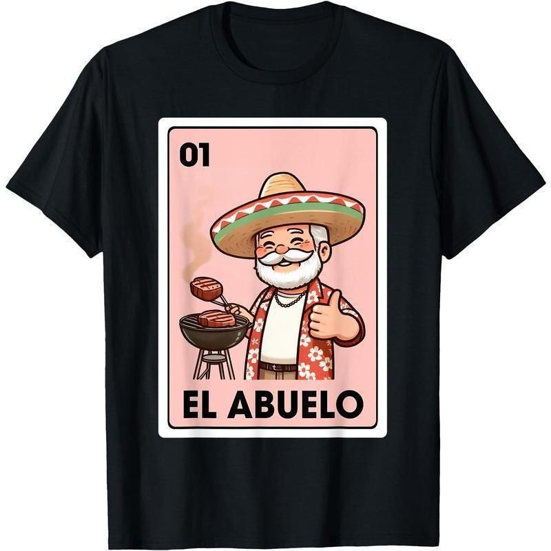 El Abuelo Grilling Grandpa Mexican Bingo Card Unisex T-Shirt Cotton Menswear Man Classic Hoodie, Sweatshirt