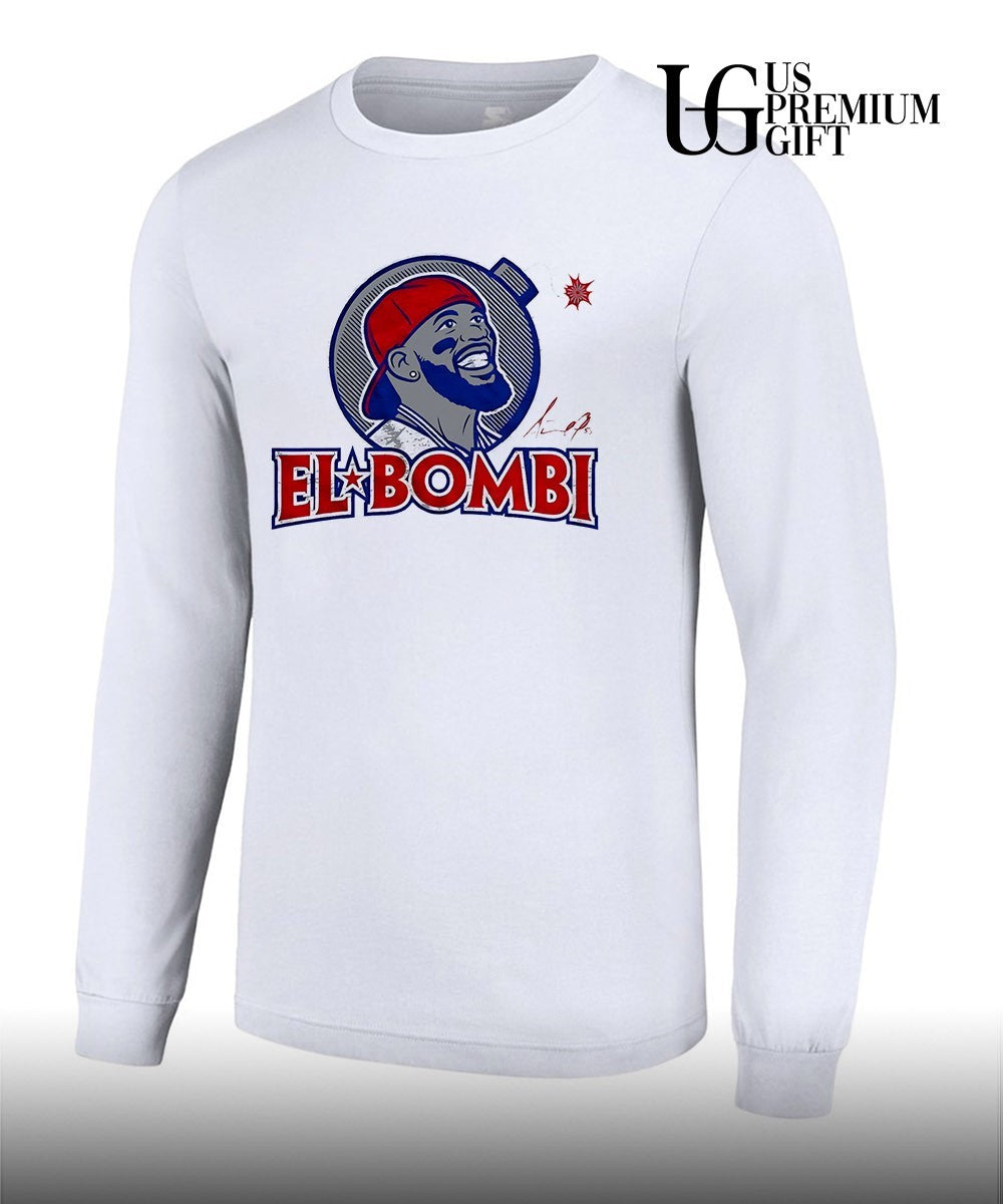 El Bombi Texas Rangers baseball signature shirt