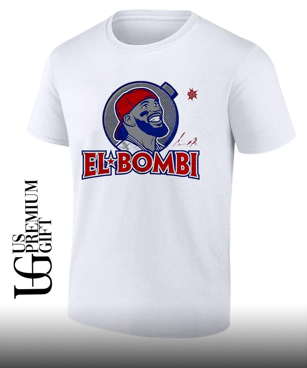 El Bombi Texas Rangers baseball signature shirt