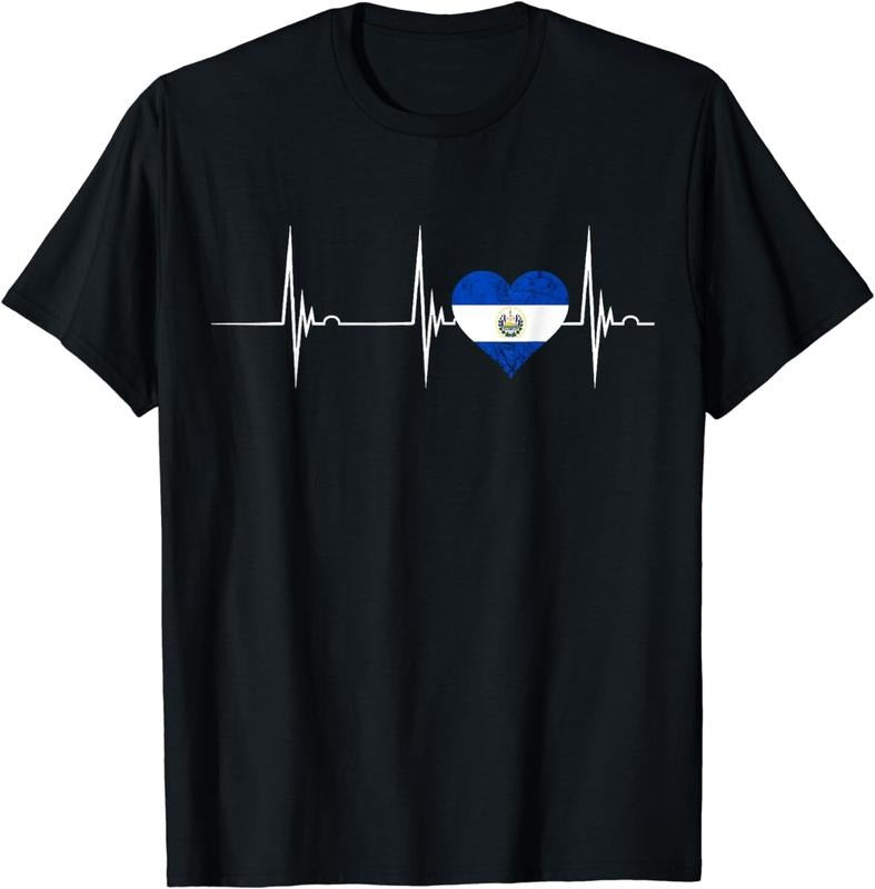 El Salvador Heartbeat Pulse EKG Salvadorian Heart Flag T-Shirt Hoodie, Sweatshirt | UrbanDripWear.com