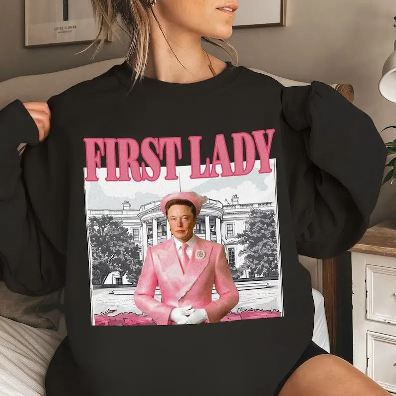 El0n Musk First Lady Shirt, Trummp First Lady Shirt, Funny Shirt Tops Womenswear Hoodie, Sweatshirt | UrbanDripWear.com