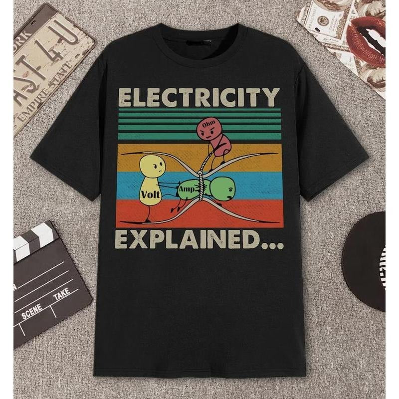 Electricity Explained...Electric Funny Ohm Volt Amp Electrical Retro Vintage T-Shirt Hoodie, Sweatshirt | UrbanDripWear.com