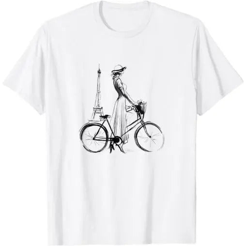 Elegant Paris Vibes: Chic Woman and Eiffel Tower T-Shirt Made in USA Hoodie, Sweatshirt | UrbanDripWear.com