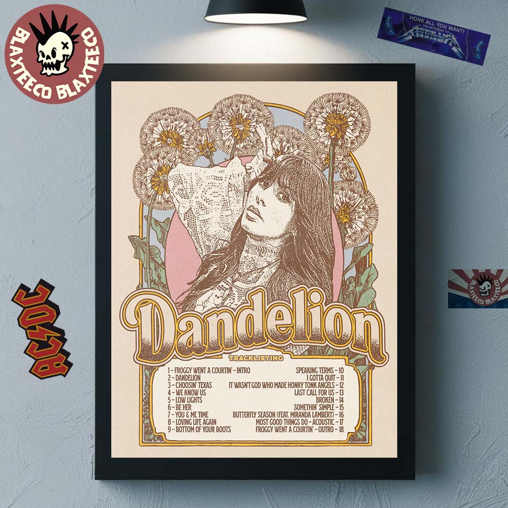 Ella Langley Dandelion Tracklist Home Decor Poster Canvas
