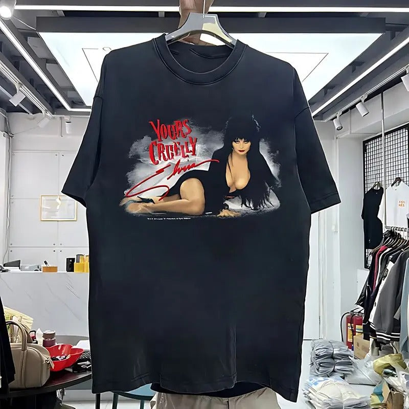 Elvira Mistress T shirt 90s Movie Short sleeve cotton shirt Hoodie, Sweatshirt | UrbanDripWear.com