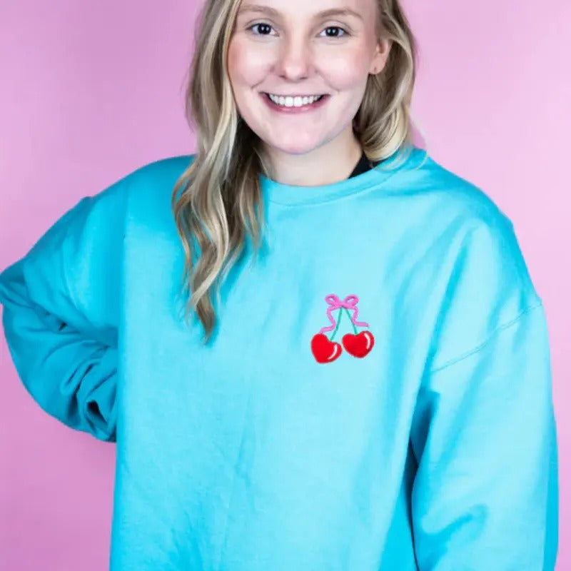 Embroidered Cherry Unisex NuBlend Crew Sweatshirt Embroidered Cherries T-Shirts, Hoodie | UrbanDripWear.com