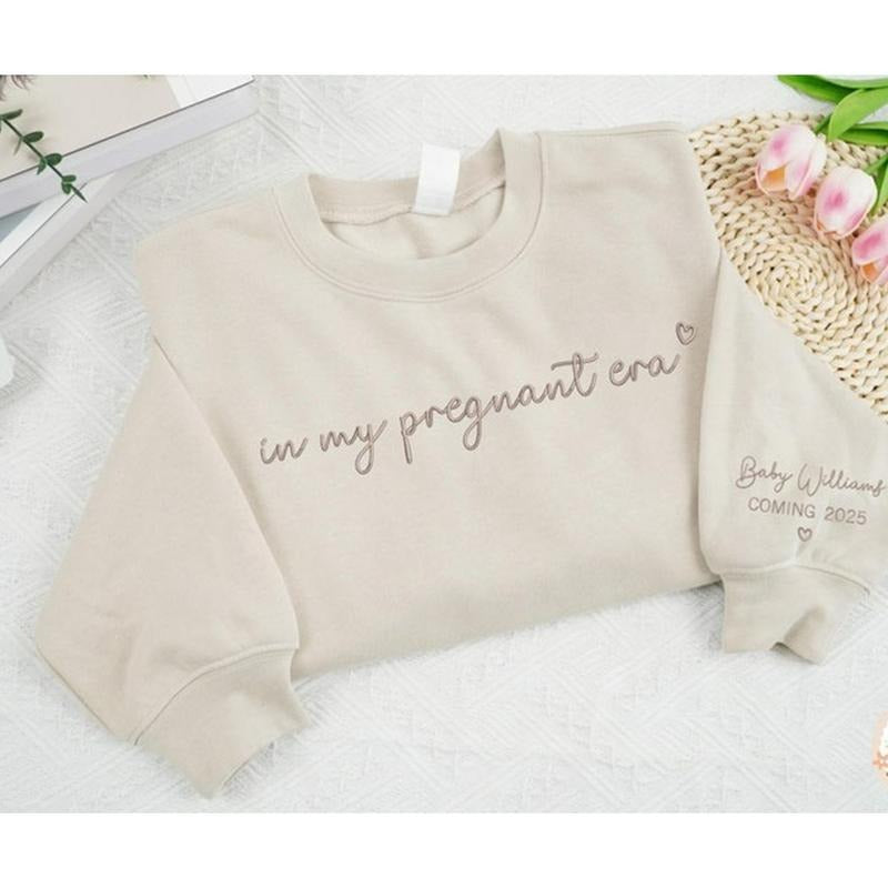 Embroidered Custom In My Pregnant Era Sweatshirt, Baby Announcement Shirts, Gift for Pregnant, Mom To Be T-Shirt, Baby...