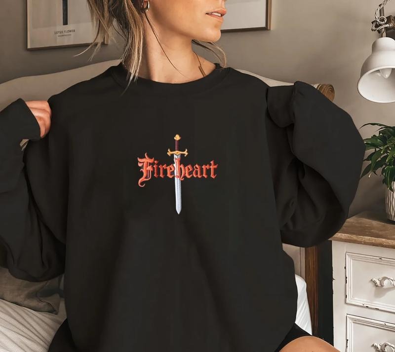 Embroidered Fireheart Sweatshirt, Embroidered Aelin Galathynius Fireheart Shirt, Throne Of Glass T-Shirt, Fantasy Reader...