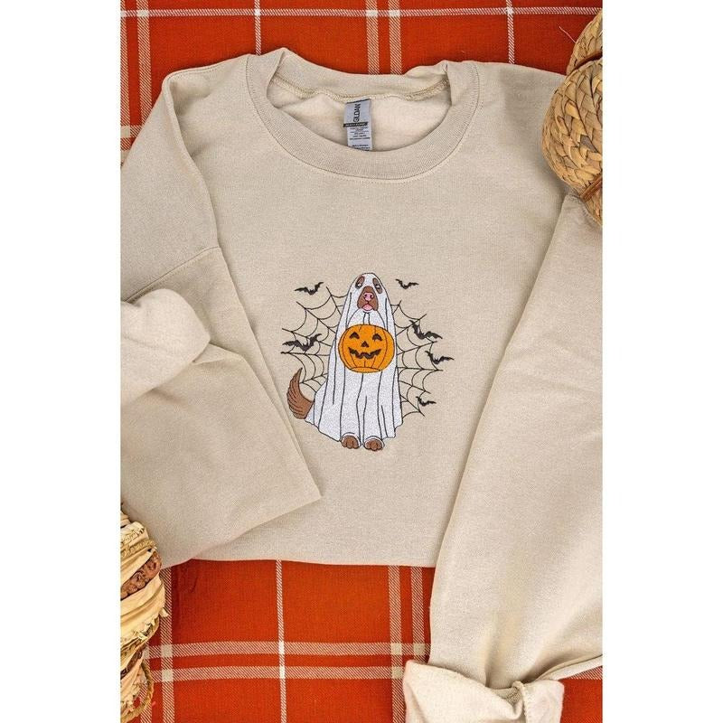 Embroidered Howl-O-Ween Trick Or Treat Unisex Crew Sweatshirt Cozy Halloween 2024 T-Shirts, Hoodie | UrbanDripWear.com