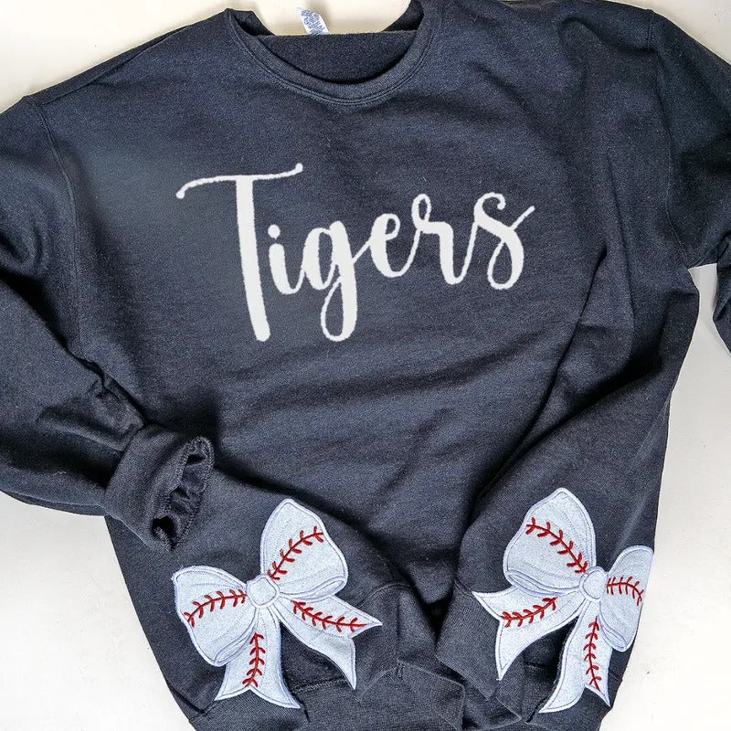 Embroidered Side Bows Baseball Bow  Unisex NuBlend Crew Sweatshirt BASEBALL SEASON COQUETTE BOWS T-Shirts, Hoodie