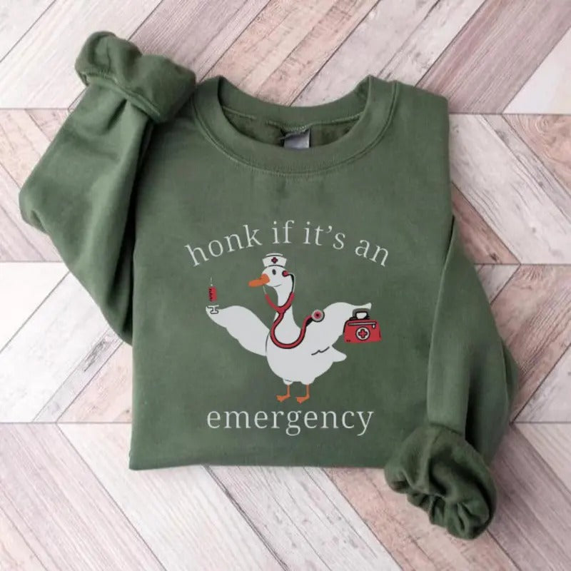 Emergency Department Nurse Sweatshirt, Silly Goose Emergency Nurse Hoodie, ER Shirt, Funny Nurse Gift, Emergency Room...