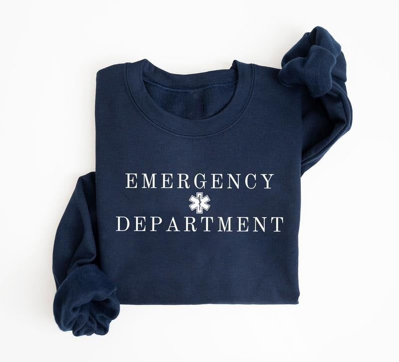 Emergency Department Sweatshirt, Minimal Emergency Dept Sweater, ED ER Emergency Room Doctor Staff Shirt, Nursing Student...