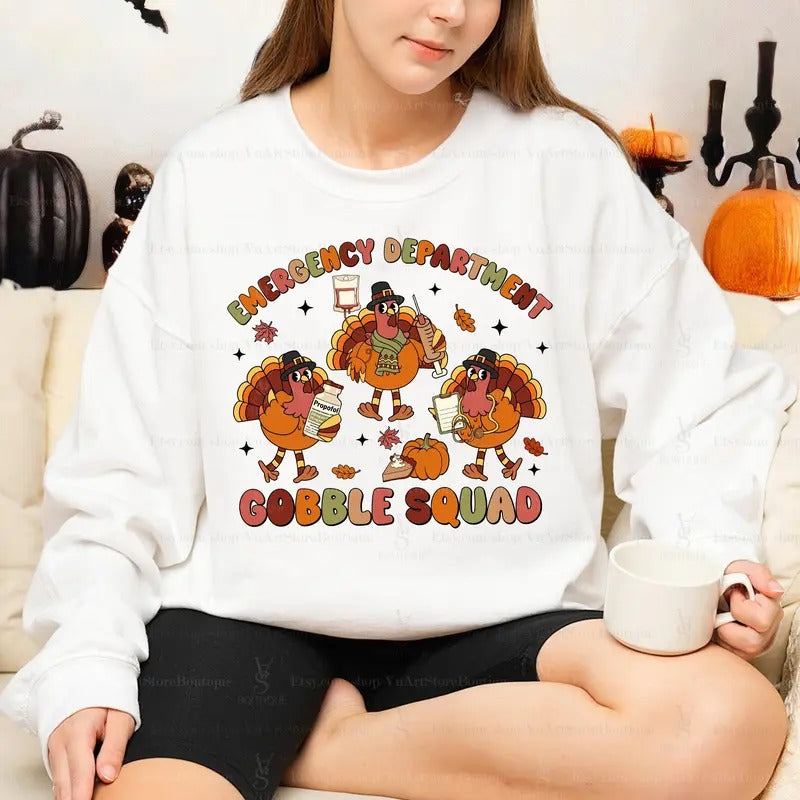 Emergency Department Thanksgiving Shirt, ER Nurse Fall Shirt, Emergency Nurse Shirt, Emergency Room, Nurse Thanksgiving,...