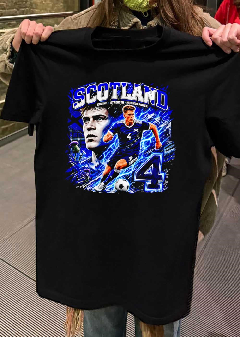 Engine, Strength, Midfield Power, Scotland Soccer Player Action, T-Shirt