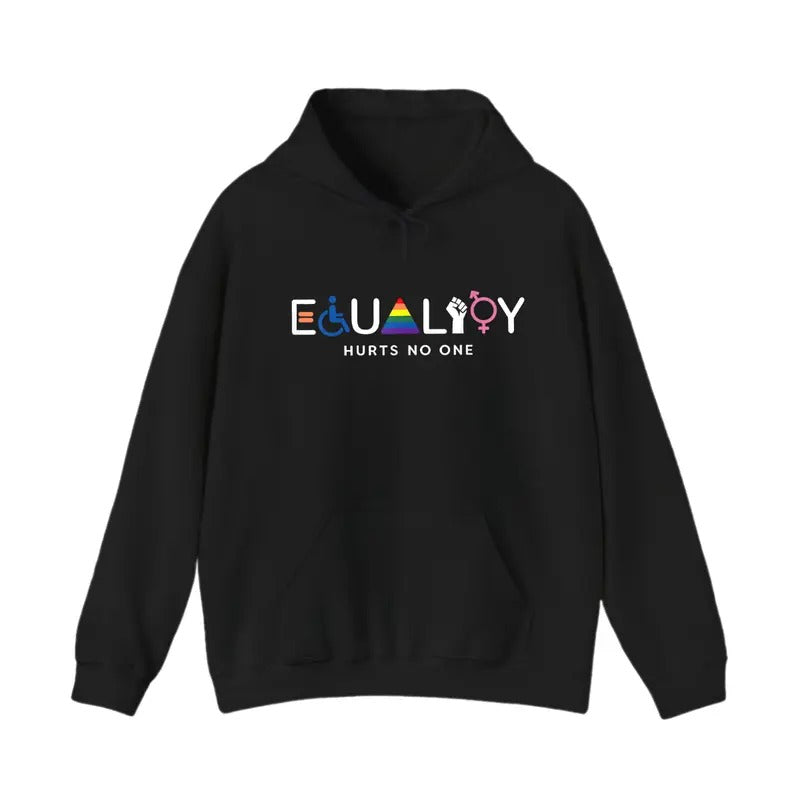 Equality Hurts No One T-Shirt Sweatshirt Hoodie, LGBTQ Hoodie, Rainbow Sweatshirt, Human Rights Shirt, BLM Shirt, Social...