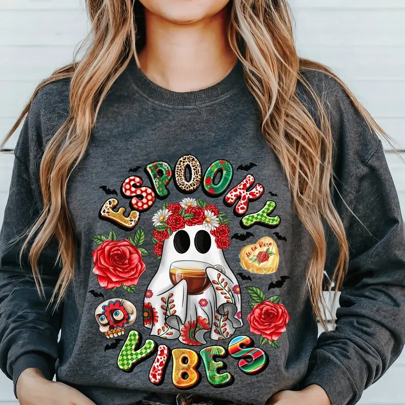 Espooky Vibes Casual Everyday Softstyle Halloween Unisex Pullover Crewneck Sweatshirt. T-Shirts, Hoodie | UrbanDripWear.com