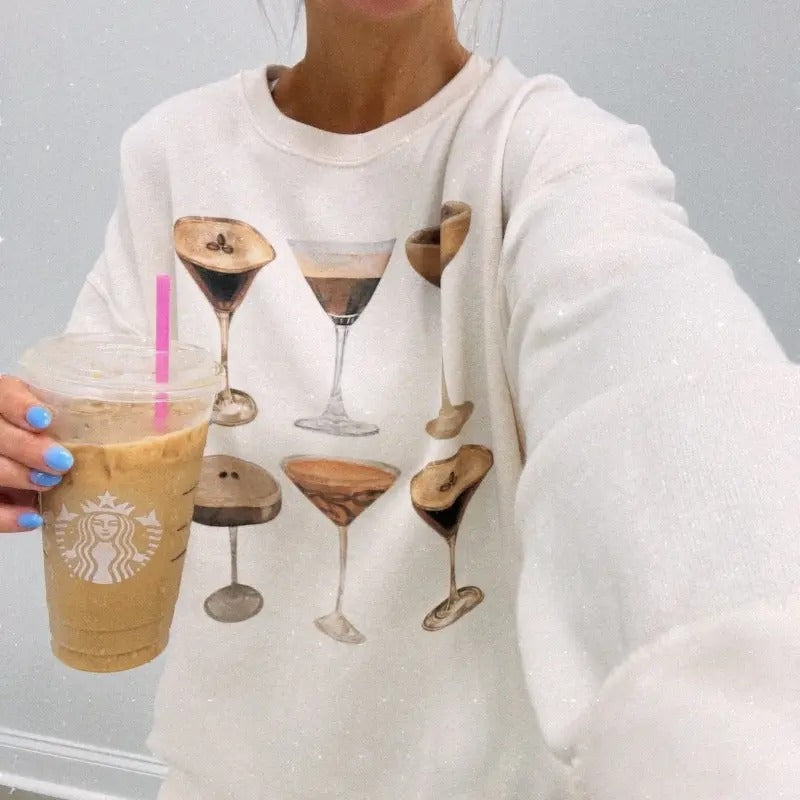 'Espresso Martini' Crewneck Sweatshirt Comfort Cocktail Womenswear T-Shirts, Hoodie | UrbanDripWear.com