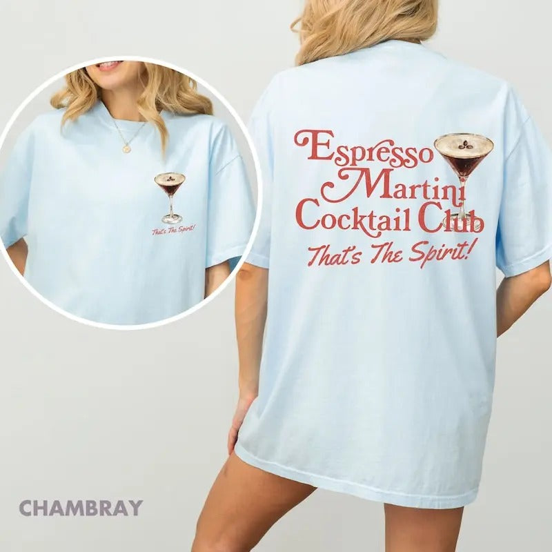 Espresso Martini Cocktail Club Shirt Old Money Aesthetic 2000s Clothing Retro Y2K Shirt 90s Nostalgia Downtown Girl  Plus...