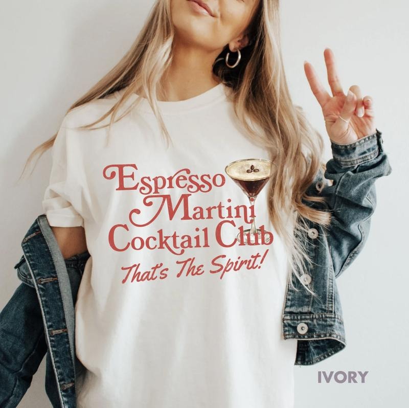 Espresso Martini Cocktail Club Shirt Old Money Aesthetic 2000s Clothing Retro Y2K Shirt 90s Nostalgia Downtown Girl...