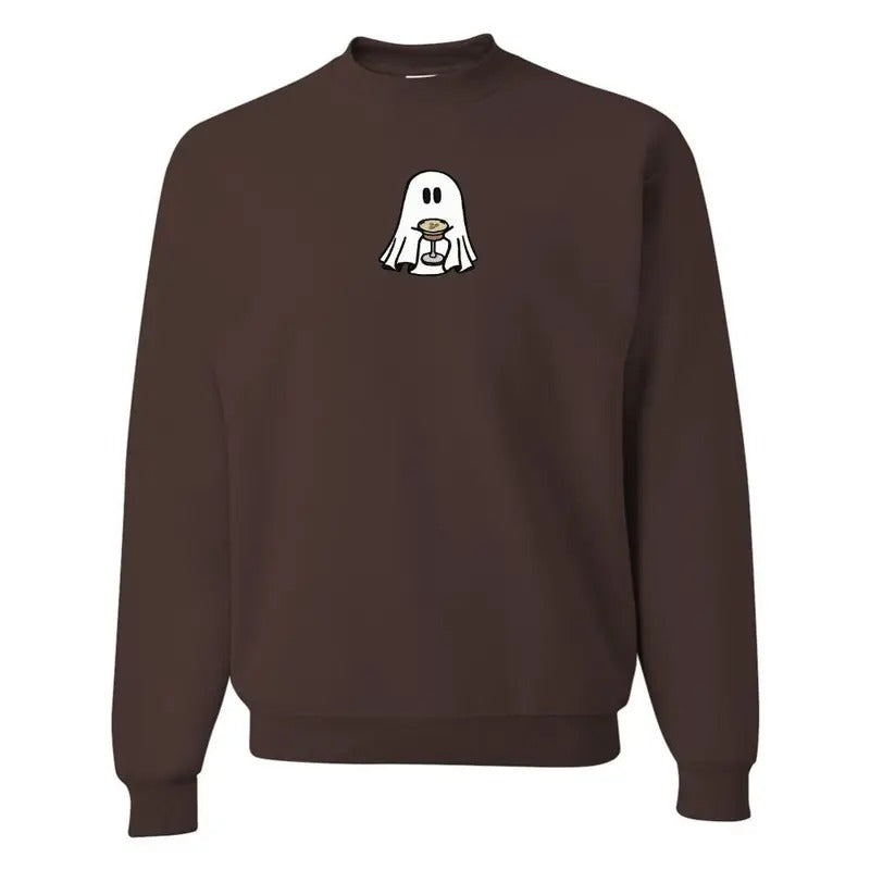 'Espresso Martini Ghost' Embroidered Crewneck Sweatshirt T-Shirts, Hoodie | UrbanDripWear.com