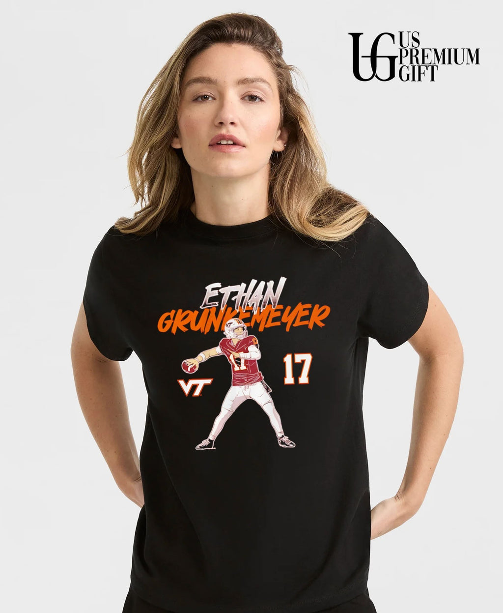 Ethan Grunkemeyer Virginia Tech Hokies Football 17 player signature shirt