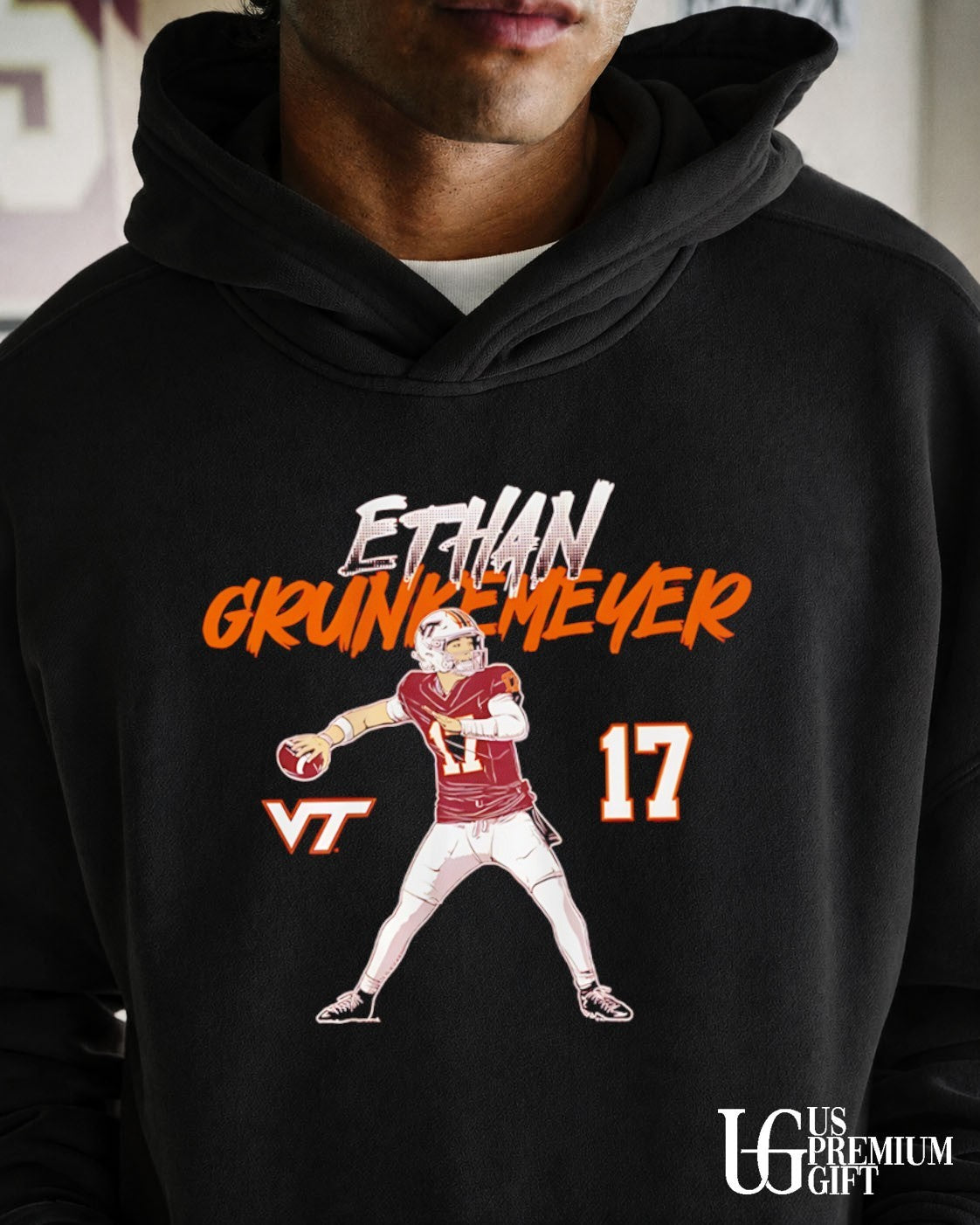 Ethan Grunkemeyer Virginia Tech Hokies Football 17 player signature shirt