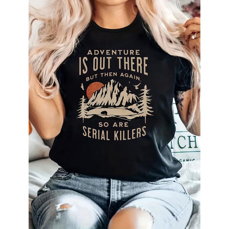 European and American style, adventure series killer pattern printed casual short-sleeved T-shirt, spring, summer and...