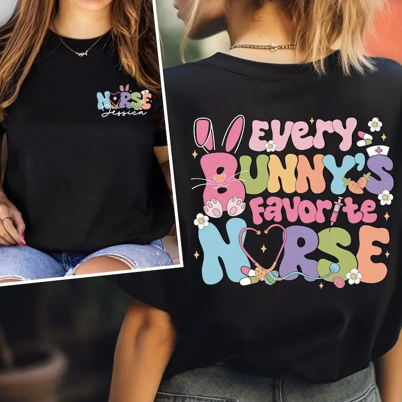 Every Bunny's Favorite Nurse Sweatshirt, Personalized Nurse Sweatshirt, Hospital Sweatshirt, Easter Nurse Sweatshirt,...