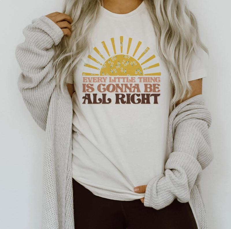 Every Little Thing Gonna Be Alright Sunshine Peaches Ultra Soft Graphic Tee Unisex Soft Tee T-shirt for Women or Men...