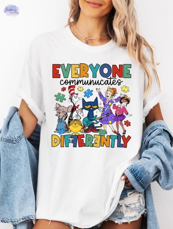 Everyone Communicates Differently Shirt, Teacher Gift Shirt Hoodie, Sweatshirt | UrbanDripWear.com
