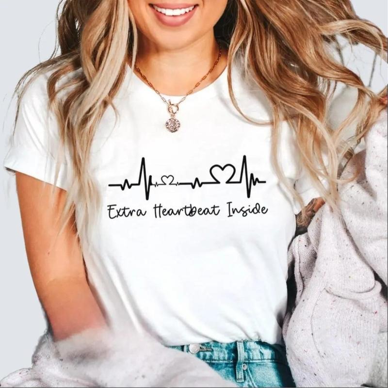 Extra Heartbeat Inside Shirt for New Mom, Pregnancy Announcement Gift for Her, Cute Baby Announcement Shirt for Pregnancy...