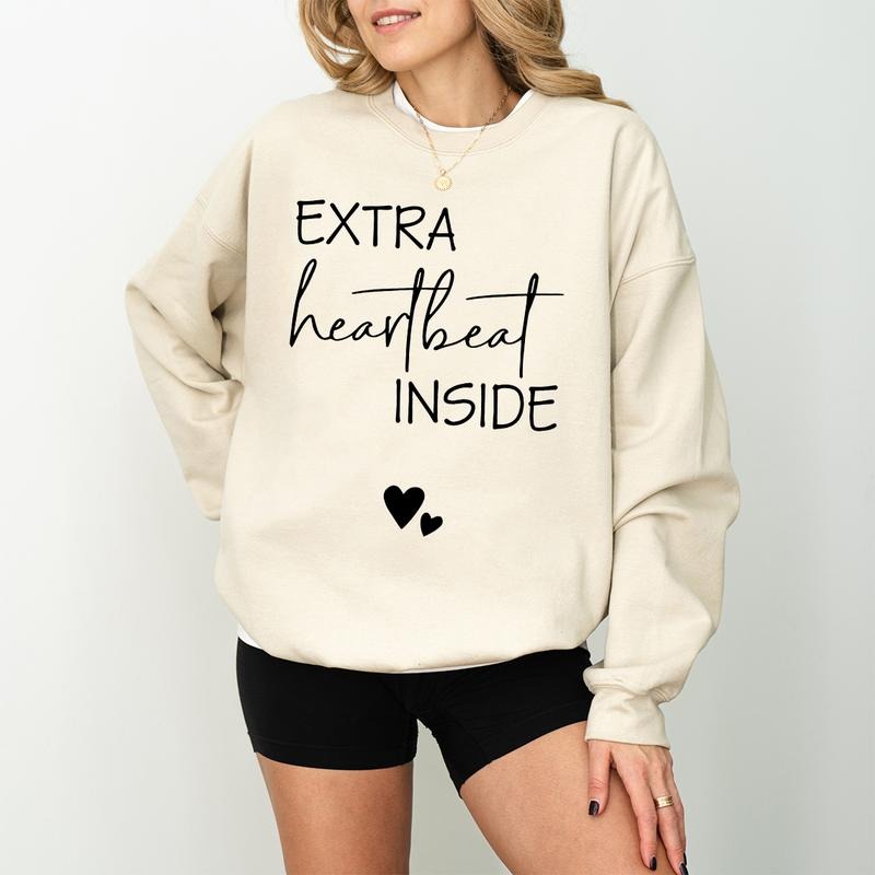 Extra Heartbeat Inside T-Shirt Sweatshirt Hoodie, Baby Announcement, Pregnancy Reveal, Mommy To Be, We're Expecting,...