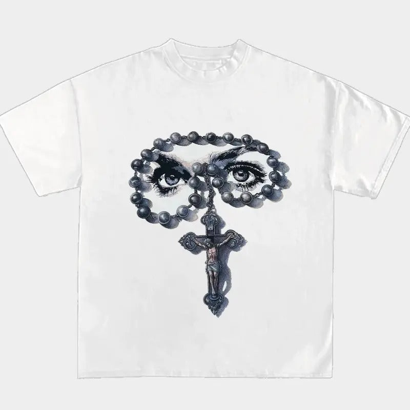 Eye The Cross Retro T Shirt Gothic Harajuku Graphic Goth Y2k Clothing Hoodie, Sweatshirt | UrbanDripWear.com