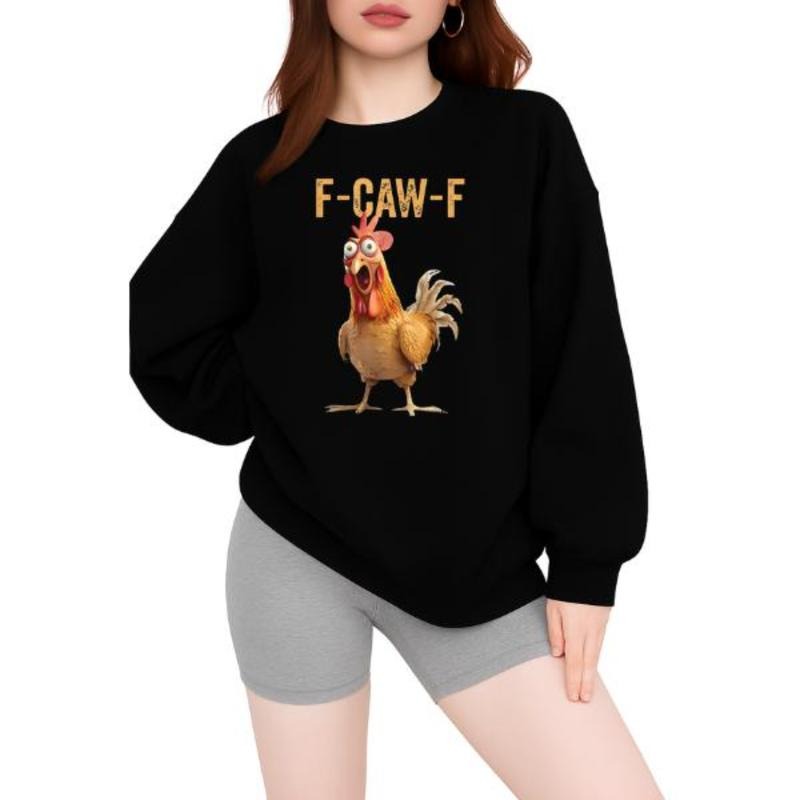 F-CAW-F Angry Rooster Chicken Sweatshirts- Unisex Fall Graphic Sweatshirtsfor Farm Animal Christmas Lovers funny tshirt ...
