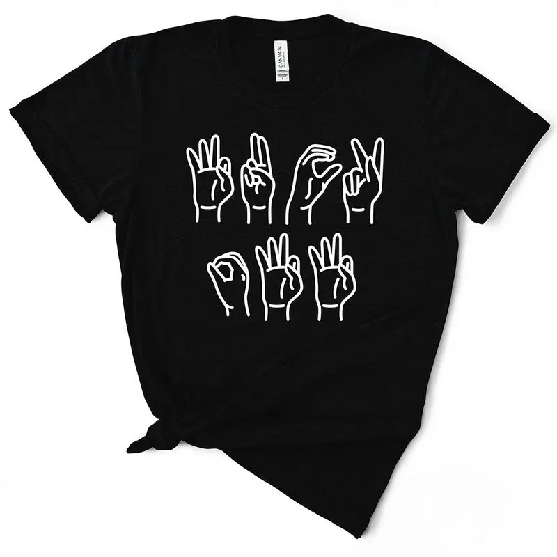 F Off Sign Language TShirt Black Short Sleeve Casual Top for Women Hoodie, Sweatshirt | UrbanDripWear.com