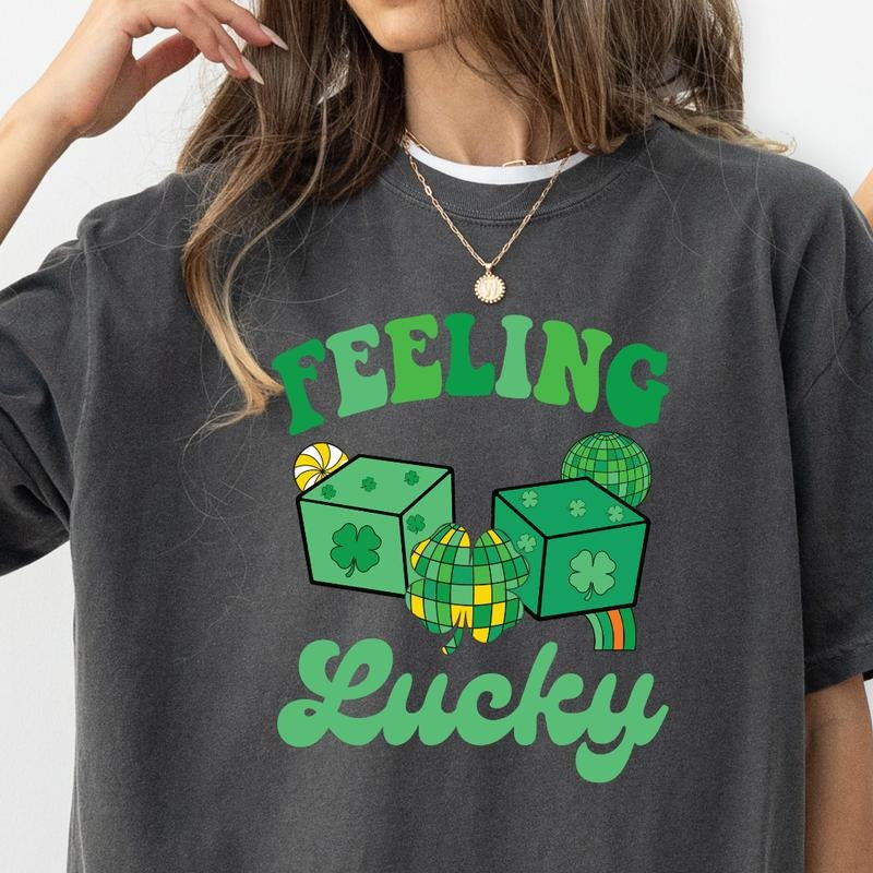 FEELING LUCKY DICE ST. PATRICKS SHIRT (COMFORT COLORS T-SHIRT, CASUAL SHIRT UNISEX, HOLIDAY SHIRT, ST. PATTYS DAY)...