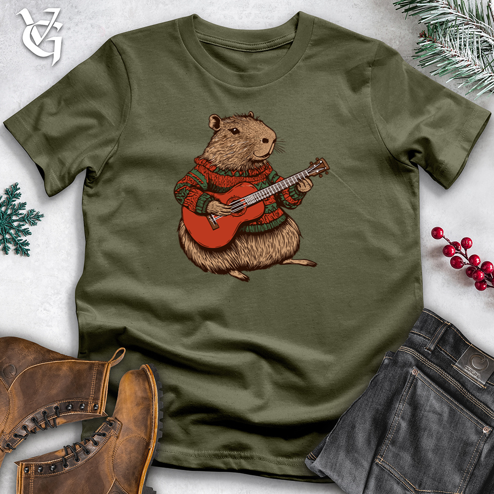 Capybara Playing Guitar Cotton Tee